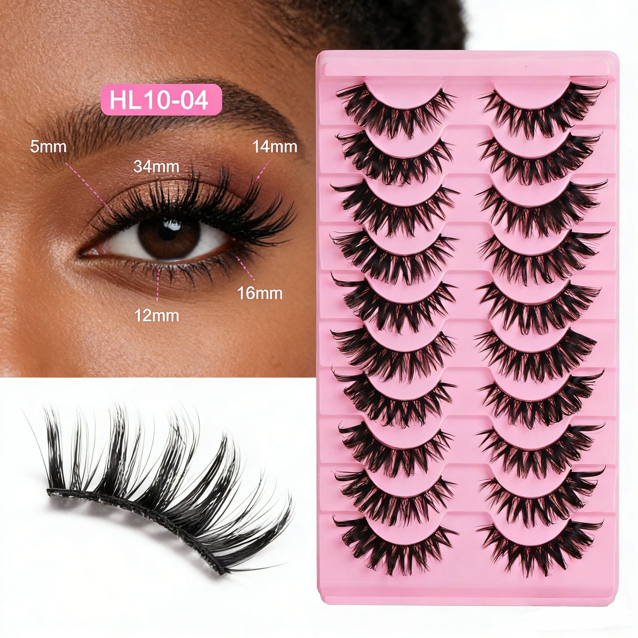 Fox Eye Glue-On Lashes 3D Volumized Curly Look  Hard Band for Stage & Daily Wear  Easy to Apply & Reusable Long-Lasting All Day Ideal for African Women Makeup  lashes,cluster lash set