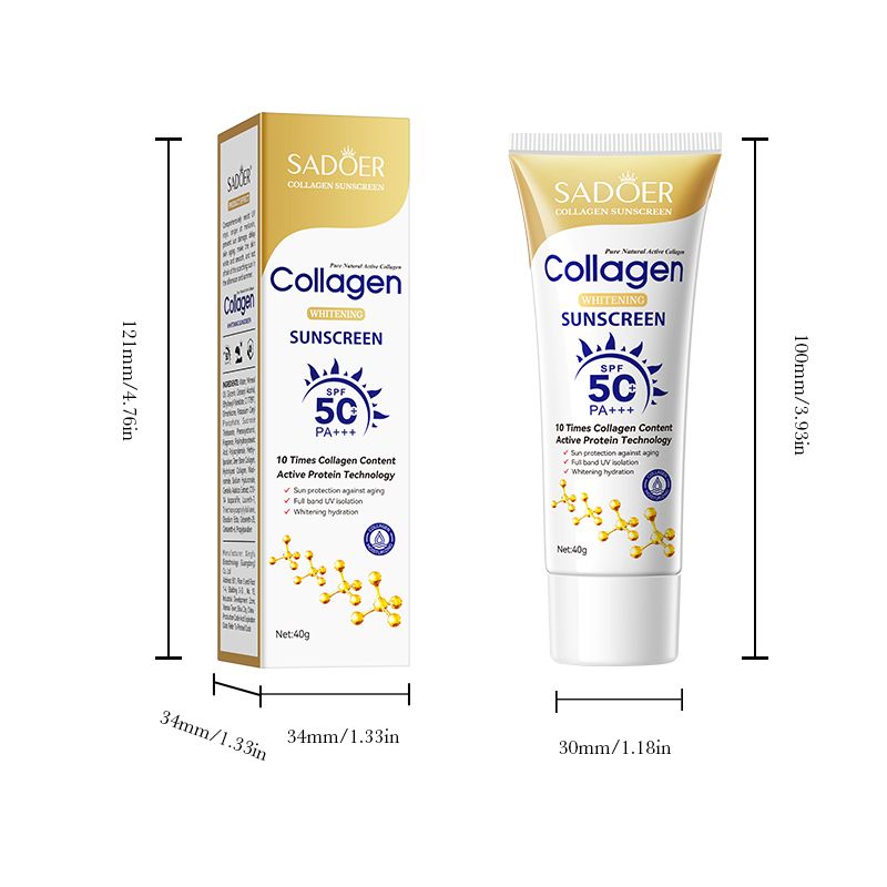 SADOER SPF50+ Sunscreen Collagen SkinCare Set pa+++ for African Skin UVA/UVB Protection Non-Greasy Sunblock 14Hours Waterproof Water Resistant Prevents Dark Spot Sunburn Travel-Size Portable Sunscreen