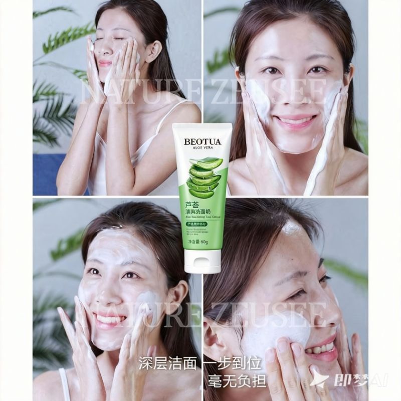 Natural Aloe Vera Facial Cleanser Aloe Vera Face Wash Aloe Vera Cleansing Gel Aloe Vera Foam Anti-Acne Refreshing Soothing Moisturizing Oil Control