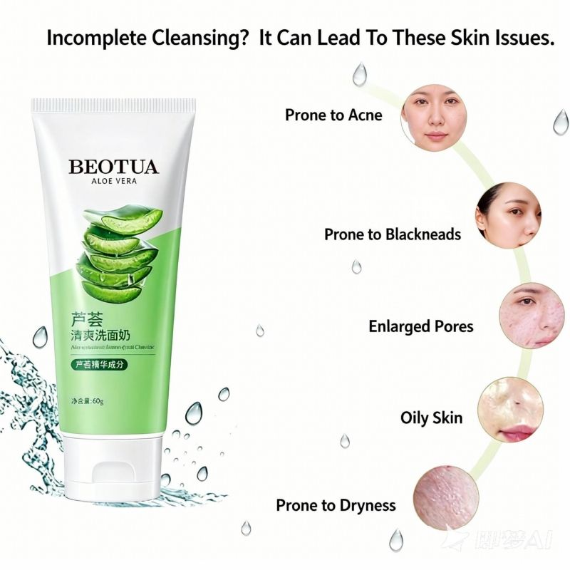 Natural Aloe Vera Facial Cleanser Aloe Vera Face Wash Aloe Vera Cleansing Gel Aloe Vera Foam Anti-Acne Refreshing Soothing Moisturizing Oil Control