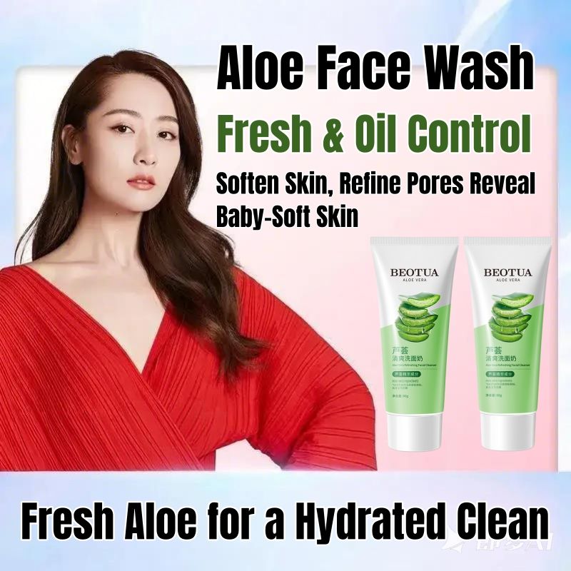 Natural Aloe Vera Facial Cleanser Aloe Vera Face Wash Aloe Vera Cleansing Gel Aloe Vera Foam Anti-Acne Refreshing Soothing Moisturizing Oil Control