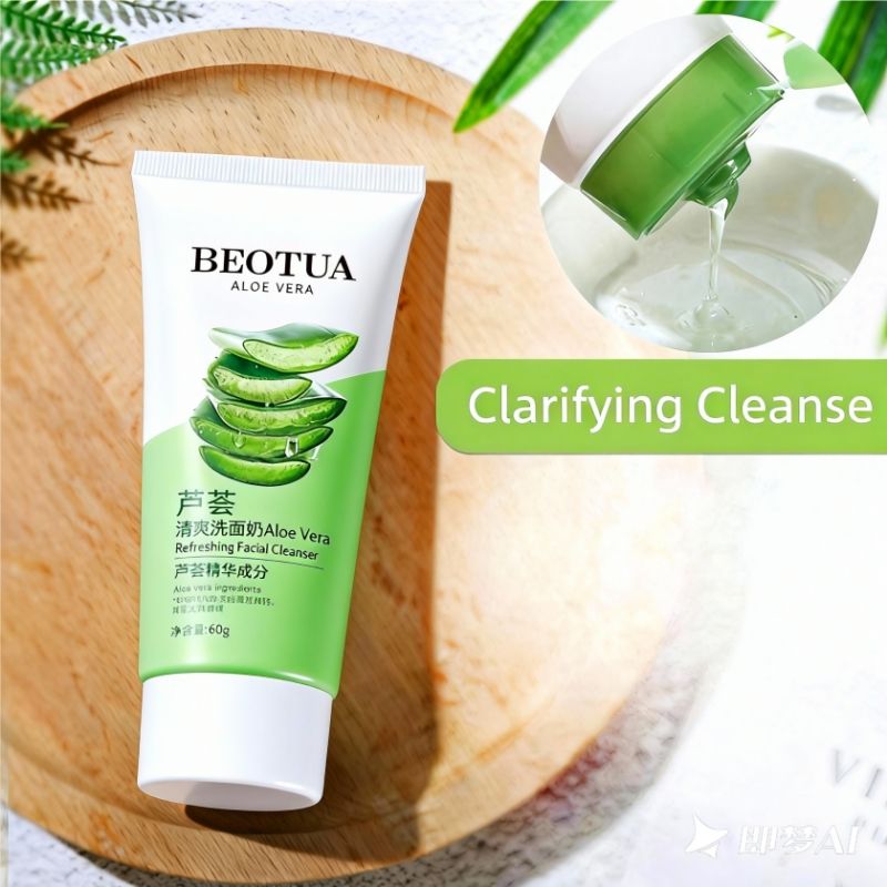 Natural Aloe Vera Facial Cleanser Aloe Vera Face Wash Aloe Vera Cleansing Gel Aloe Vera Foam Anti-Acne Refreshing Soothing Moisturizing Oil Control