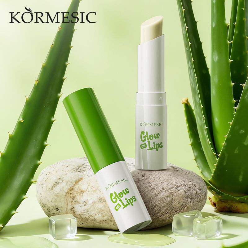 KORMESIC Natural Aloe Vera Lip Balm Moisturizing Hydrating Soothing Repair Dry Chapped Lips Soothes & Plumps Lips Reduces Lip Wrinkles & Restores Smoothness Non-Greasy Fast Absorbing Formula Lip Care