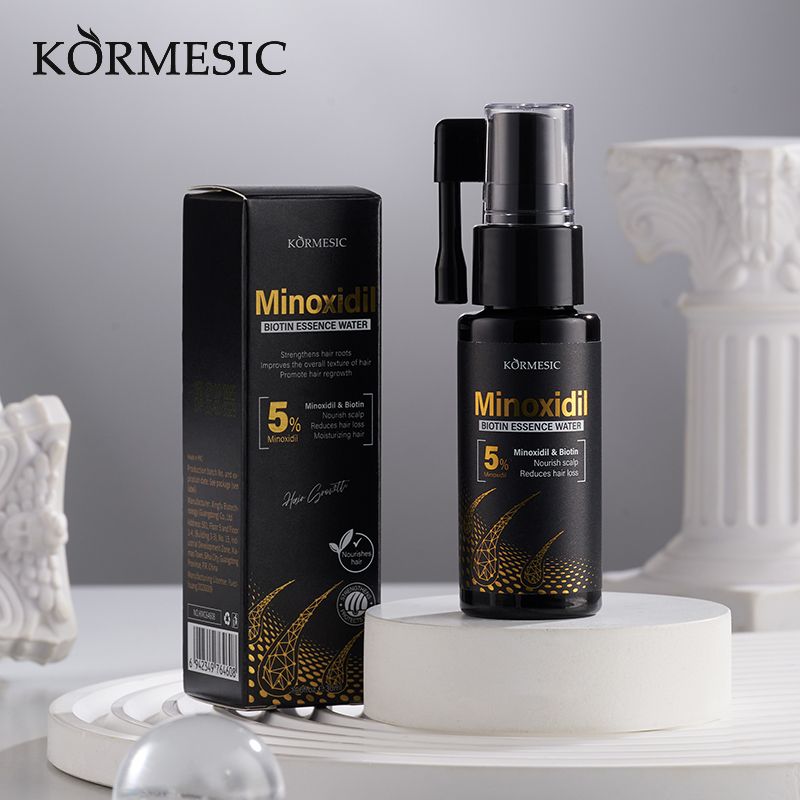 KORMESIC 5% Minoxidil & Biotin Hair Growth Serum Hair Regrowth Strengthen Hair Dual Action Anti Hair Loss Treatment Activates Hair Follicles for Thicker Stronger Hair Penetrating Fast Absorbing