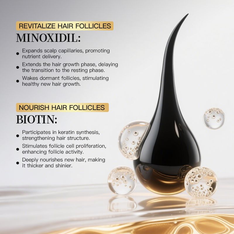 KORMESIC 5% Minoxidil & Biotin Hair Growth Serum Hair Regrowth Strengthen Hair Dual Action Anti Hair Loss Treatment Activates Hair Follicles for Thicker Stronger Hair Penetrating Fast Absorbing