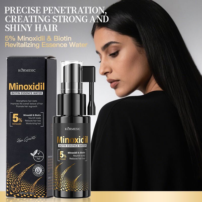 KORMESIC 5% Minoxidil & Biotin Hair Growth Serum Hair Regrowth Strengthen Hair Dual Action Anti Hair Loss Treatment Activates Hair Follicles for Thicker Stronger Hair Penetrating Fast Absorbing
