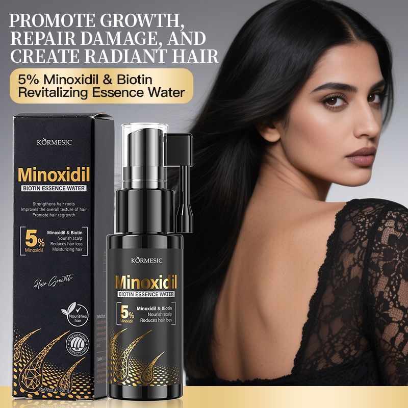KORMESIC 5% Minoxidil & Biotin Hair Growth Serum Hair Regrowth Strengthen Hair Dual Action Anti Hair Loss Treatment Activates Hair Follicles for Thicker Stronger Hair Penetrating Fast Absorbing