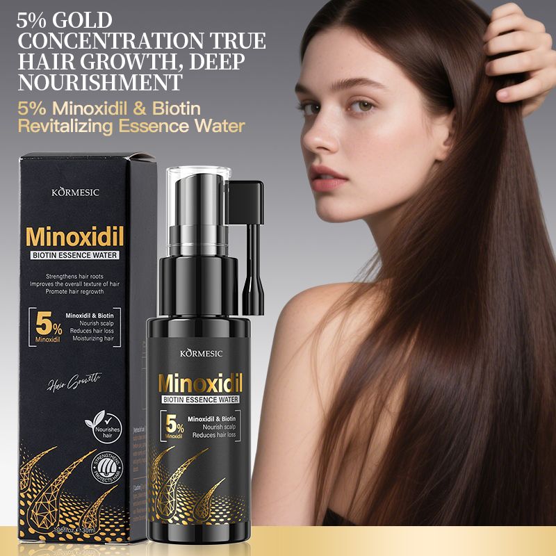 KORMESIC 5% Minoxidil & Biotin Hair Growth Serum Hair Regrowth Strengthen Hair Dual Action Anti Hair Loss Treatment Activates Hair Follicles for Thicker Stronger Hair Penetrating Fast Absorbing