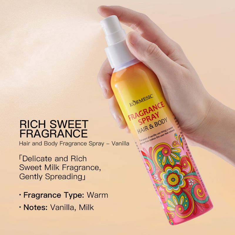 KORMESIC 2-in-1 Hair Body Fragrance Spray Long-Lasting Natural Scent Perfume Strong Fragrance Plant Extract Natural Extract Fresh Scent Body Mist Refreshing Coconut Milk Vanilla Milk All-Day Freshness