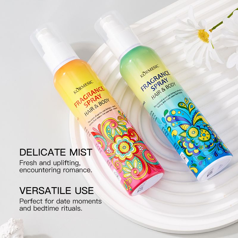 KORMESIC 2-in-1 Hair Body Fragrance Spray Long-Lasting Natural Scent Perfume Strong Fragrance Plant Extract Natural Extract Fresh Scent Body Mist Refreshing Coconut Milk Vanilla Milk All-Day Freshness