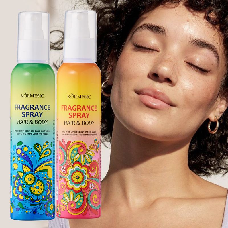 KORMESIC 2-in-1 Hair Body Fragrance Spray Long-Lasting Natural Scent Perfume Strong Fragrance Plant Extract Natural Extract Fresh Scent Body Mist Refreshing Coconut Milk Vanilla Milk All-Day Freshness