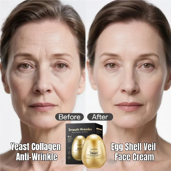 SADOER Anti-Wrinkle Face Cream Yeast Collagen Wrinkle-reducing egg shell veil cream Vitamin E Skincare Set Deep Hydration Mature Aging Skin Care Kit Reduce Fine Lines Firms Face Formulated Dry Climate