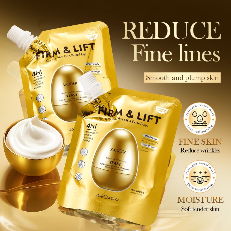 SADOER Anti-Wrinkle Face Cream Yeast Collagen Wrinkle-reducing egg shell veil cream Vitamin E Skincare Set Deep Hydration Mature Aging Skin Care Kit Reduce Fine Lines Firms Face Formulated Dry Climate