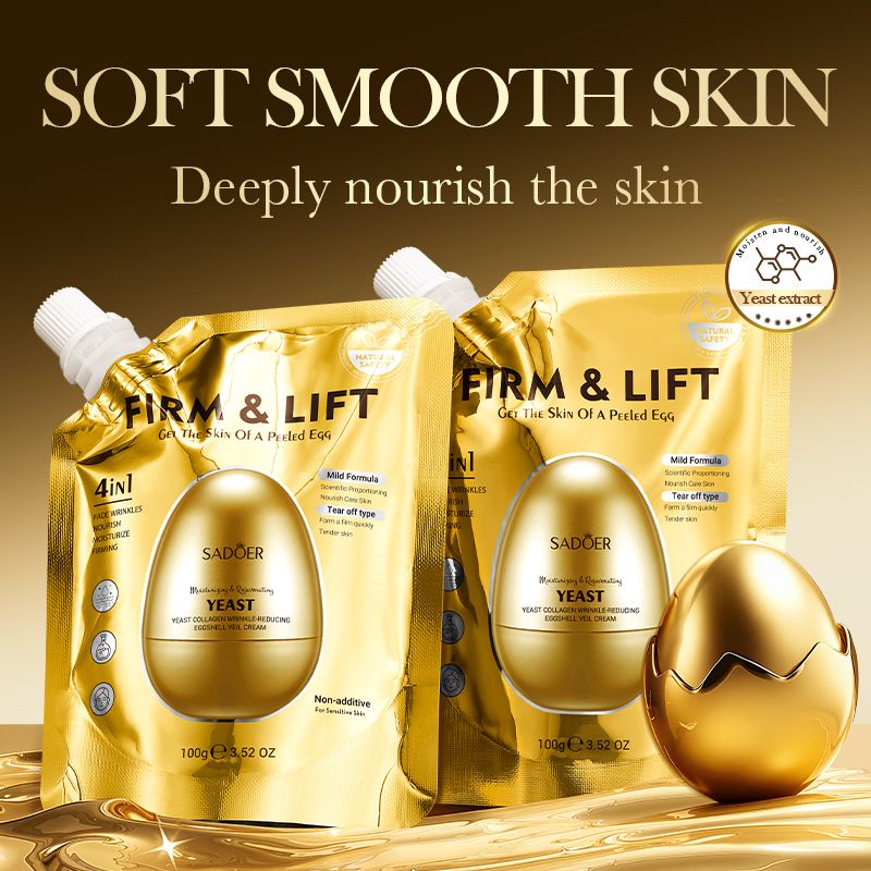 SADOER Anti-Wrinkle Face Cream Yeast Collagen Wrinkle-reducing egg shell veil cream Vitamin E Skincare Set Deep Hydration Mature Aging Skin Care Kit Reduce Fine Lines Firms Face Formulated Dry Climate
