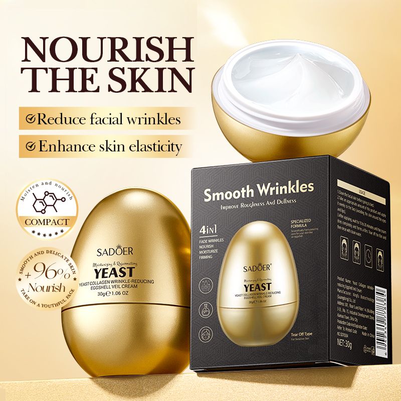 SADOER Anti-Wrinkle Face Cream Yeast Collagen Wrinkle-reducing egg shell veil cream Vitamin E Skincare Set Deep Hydration Mature Aging Skin Care Kit Reduce Fine Lines Firms Face Formulated Dry Climate