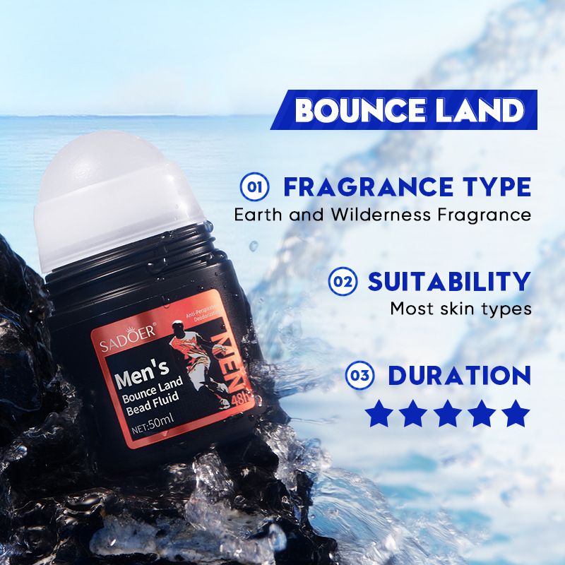 2pcs SADOER 2in1 men's perfume man deodorant stop sweating bead fluid- fresh cool sports perfume | cool ocean scent | oriental fragrance 48H long lasting anti sweat deodorizing refresh fragrant charm