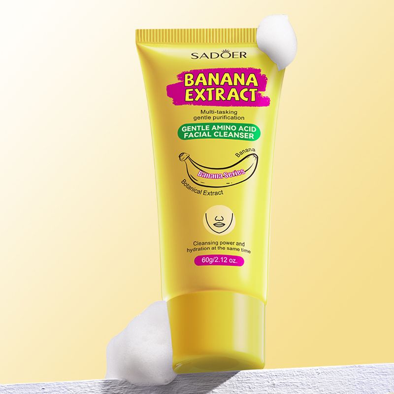 2pcs SADOR Banana Face Wash Facial Cleanser Foam Facial cleanser Foam Cleanser Skin Care Face Cleanser Amino Acid Brightening Oil Control Deep Pore Cleanser Sensitive Skin Ph Balanced Natural Skincare