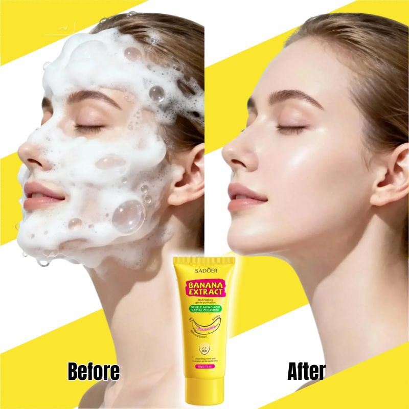 2pcs SADOR Banana Face Wash Facial Cleanser Foam Facial cleanser Foam Cleanser Skin Care Face Cleanser Amino Acid Brightening Oil Control Deep Pore Cleanser Sensitive Skin Ph Balanced Natural Skincare