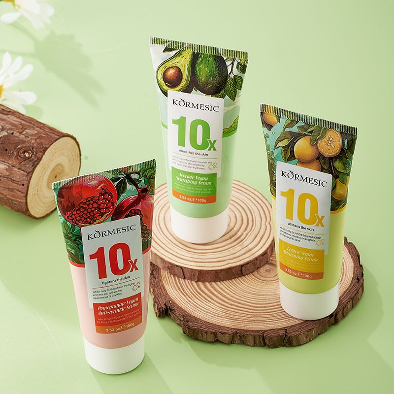 3pcs KORMESIC 10X Firm Moisturized Nourish Skin Care Set Pomegranate Avocado Lemon Serum Anti-Wrinkle Deep Hydration Whitening Essence Brightening Skincare Glowing Vitamin C Visible Repair 3*100g