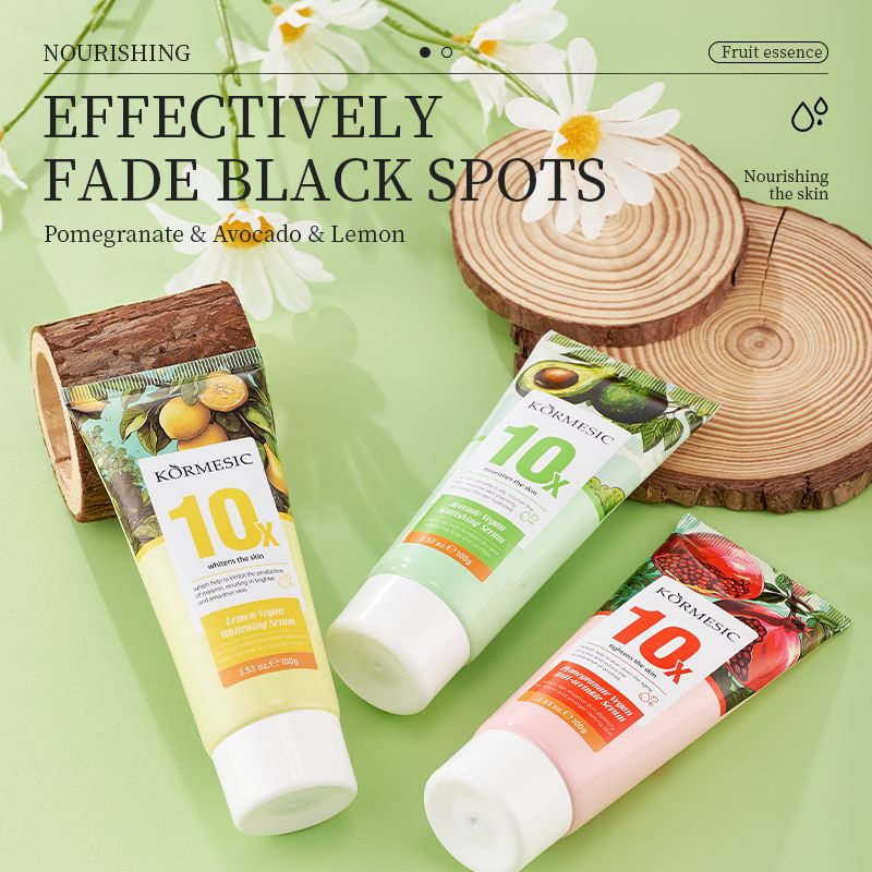 3pcs KORMESIC 10X Firm Moisturized Nourish Skin Care Set Pomegranate Avocado Lemon Serum Anti-Wrinkle Deep Hydration Whitening Essence Brightening Skincare Glowing Vitamin C Visible Repair 3*100g