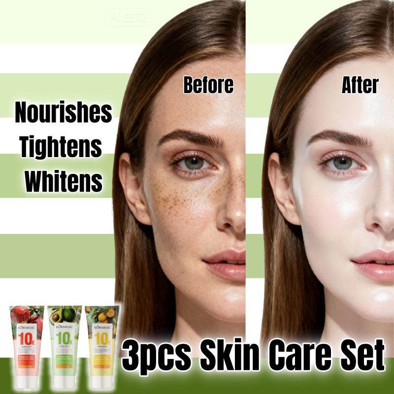 3pcs KORMESIC 10X Firm Moisturized Nourish Skin Care Set Pomegranate Avocado Lemon Serum Anti-Wrinkle Deep Hydration Whitening Essence Brightening Skincare Glowing Vitamin C Visible Repair 3*100g