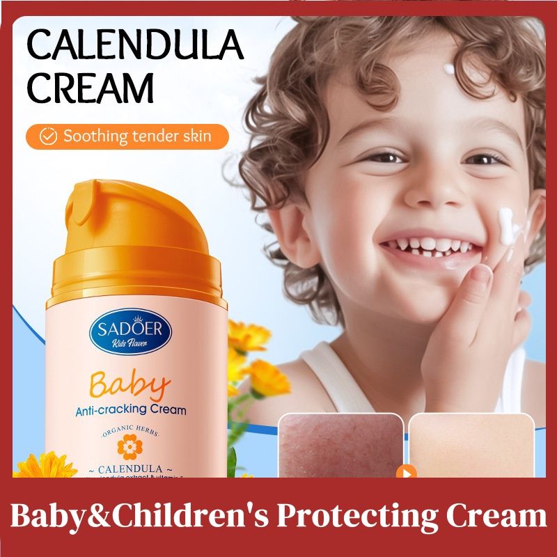 Calendula Baby Cream Sadoer Skin Care Set Sooth Tender Skin Child Skincare Child Cream Face Cream Vitamin E Moisturise Anti-crack Body Cream Prevent Redness Cracking Sooth Care Delicate Soft Smooth