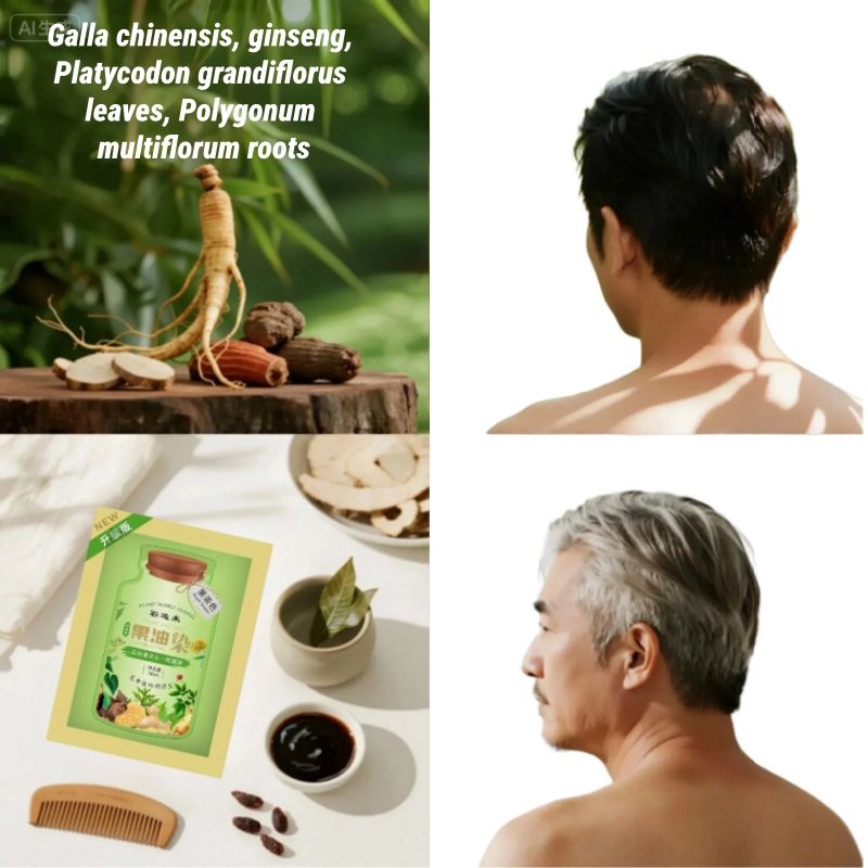 2pcs Black Hair Dye for Men Women White & Gray One Natural Hair Dye Hair Care Hair Natural Herbal Formula Hair Care Safe Hair Color Natural Plant Hair Coloring Kit Hair Colour Conditioning Hair Color