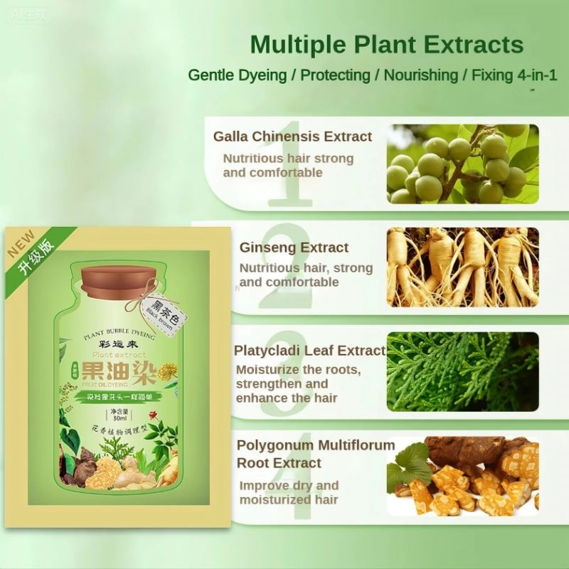 2pcs Black Hair Dye for Men Women White & Gray One Natural Hair Dye Hair Care Hair Natural Herbal Formula Hair Care Safe Hair Color Natural Plant Hair Coloring Kit Hair Colour Conditioning Hair Color