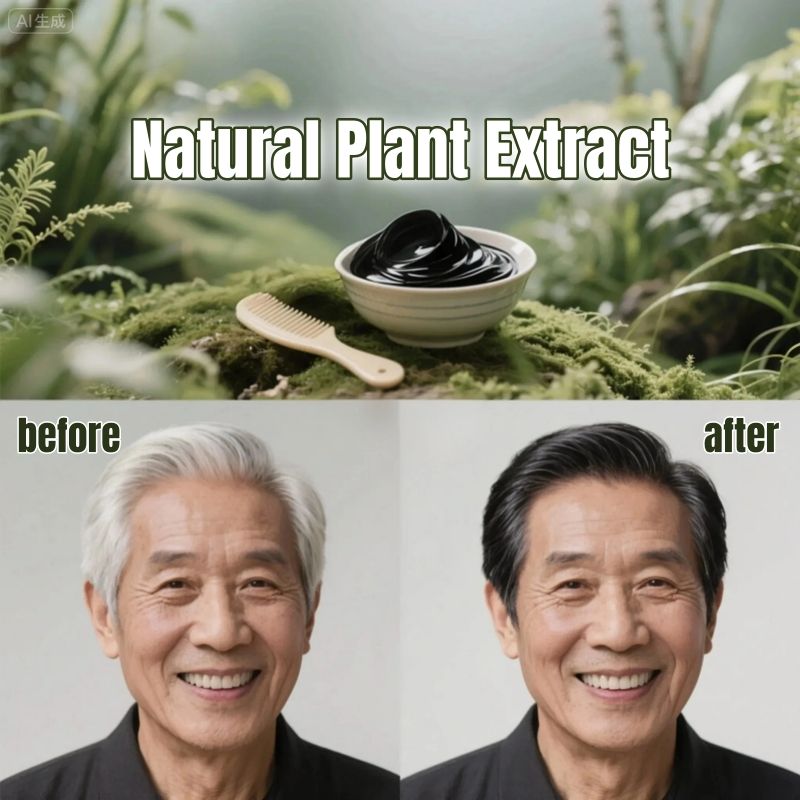 2pcs Black Hair Dye for Men Women White & Gray One Natural Hair Dye Hair Care Hair Natural Herbal Formula Hair Care Safe Hair Color Natural Plant Hair Coloring Kit Hair Colour Conditioning Hair Color