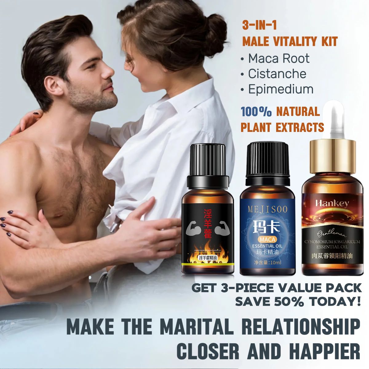 3pcs Men Health Massage Oil Man Cock Massage Enlargement Penis Thickening Dick Larger Phallus Thicker Longer Growth Stronger Men's Genital Enhancement