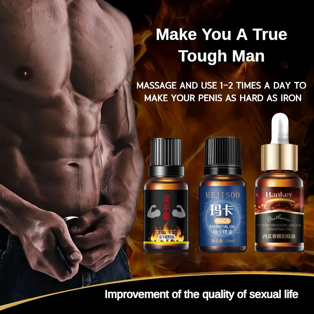 3pcs Men Health Massage Oil Man Cock Massage Enlargement Penis Thickening Dick Larger Phallus Thicker Longer Growth Stronger Men's Genital Enhancement