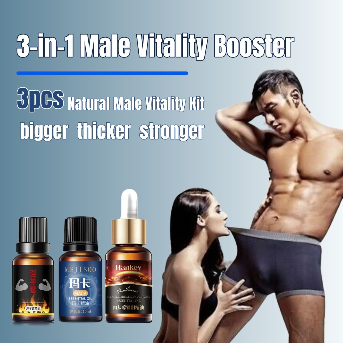 3pcs Men Health Massage Oil Man Cock Massage Enlargement Penis Thickening Dick Larger Phallus Thicker Longer Growth Stronger Men's Genital Enhancement