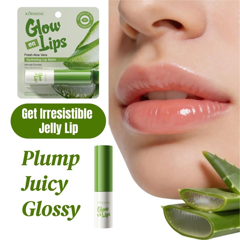 KORMESIC Natural Aloe Vera Lip Balm Moisturizing Hydrating Soothing Repair Dry Chapped Lips Soothes & Plumps Lips Reduces Lip Wrinkles & Restores Smoothness Non-Greasy Fast Absorbing Formula Lip Care