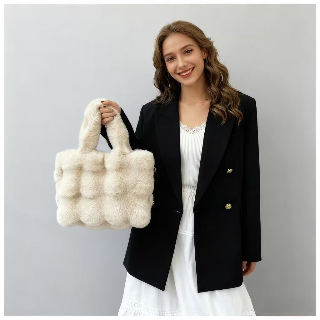 New Plush Bag - Women's Hand-Held Tote Bag Fashionable And Large-Capacity Crossbody Bag Suitable For School And Commuting The Highest Quality Available On The Entire Internet.