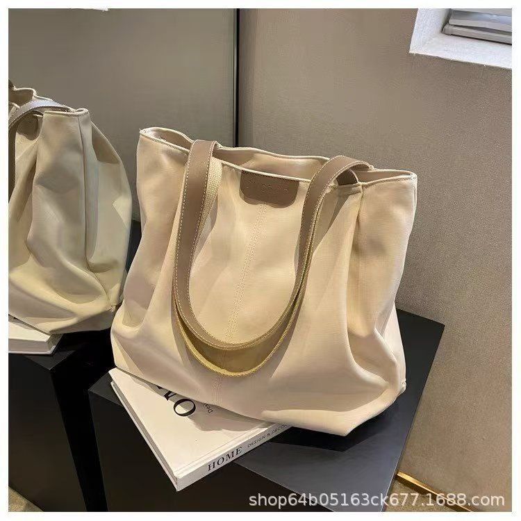 Leisure Large-Capacity Bag - Women's Summer Fashionable Single-Shoulder Bag - Simple And Versatile Canvas Tote Bag - College Student's Class Bag