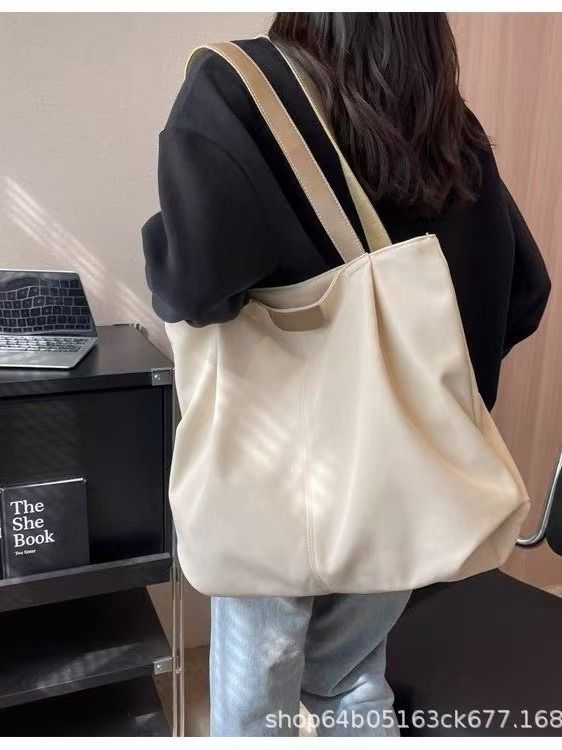 Leisure Large-Capacity Bag - Women's Summer Fashionable Single-Shoulder Bag - Simple And Versatile Canvas Tote Bag - College Student's Class Bag