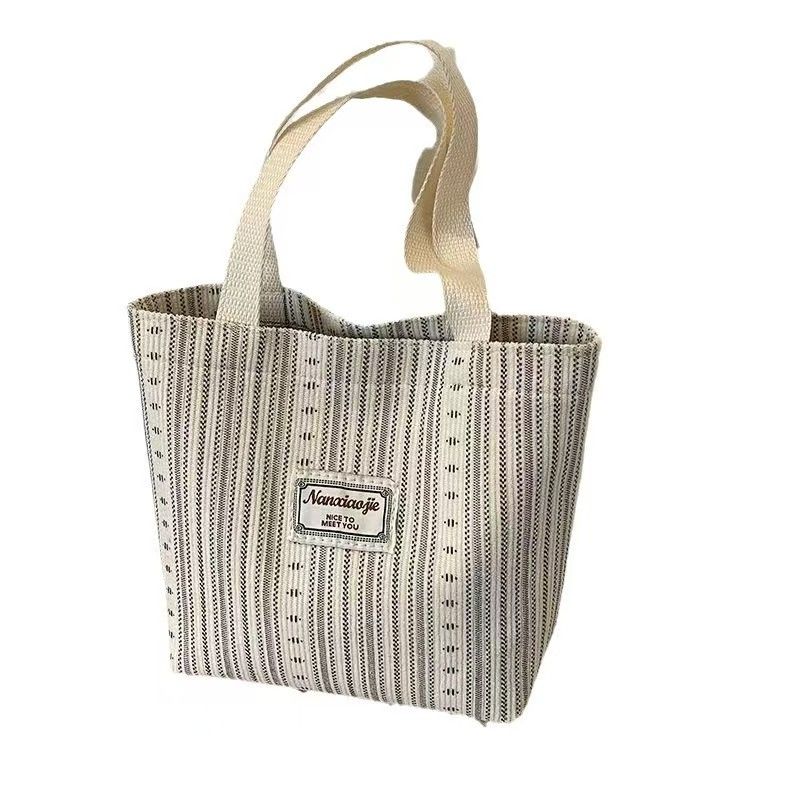 Japanese-Style Canvas Bag With Fashionable Stripes - Crossbody Shoulder Bag For Women Suitable For School Use Tote Backpack For Commuting - Top Quality Nationwide
