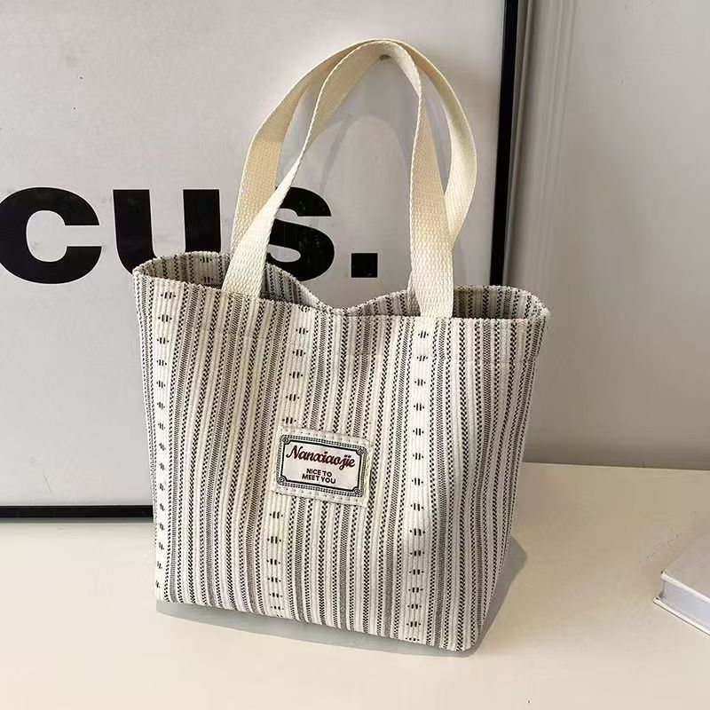 Japanese-Style Canvas Bag With Fashionable Stripes - Crossbody Shoulder Bag For Women Suitable For School Use Tote Backpack For Commuting - Top Quality Nationwide
