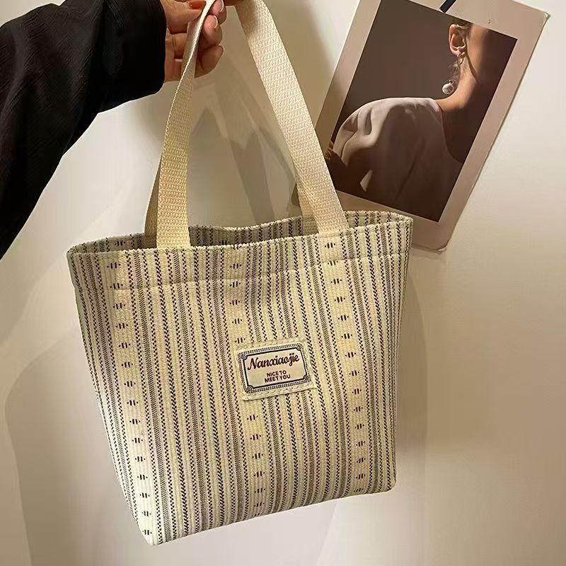Japanese-Style Canvas Bag With Fashionable Stripes - Crossbody Shoulder Bag For Women Suitable For School Use Tote Backpack For Commuting - Top Quality Nationwide