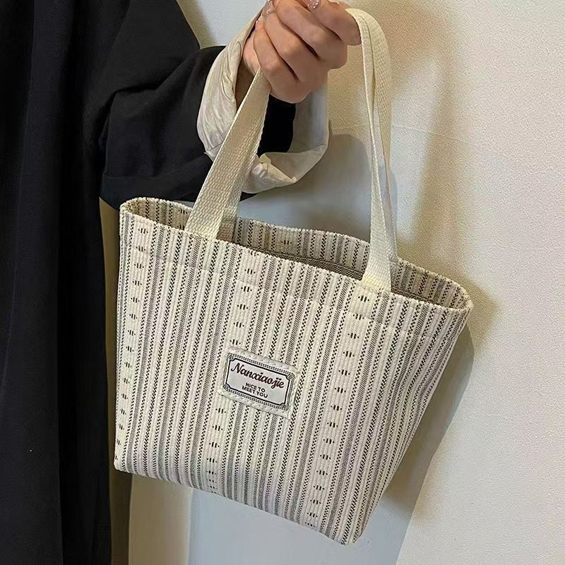 Japanese-Style Canvas Bag With Fashionable Stripes - Crossbody Shoulder Bag For Women Suitable For School Use Tote Backpack For Commuting - Top Quality Nationwide