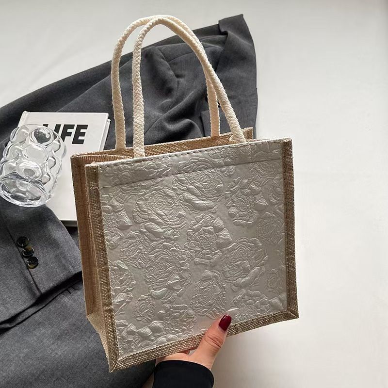 Handbag - Linen Bag - Hand-Held Lunch Box Bag - Lunch Bag For Women's Online Influencers - Daily Work Bag - Top Quality Across The Internet