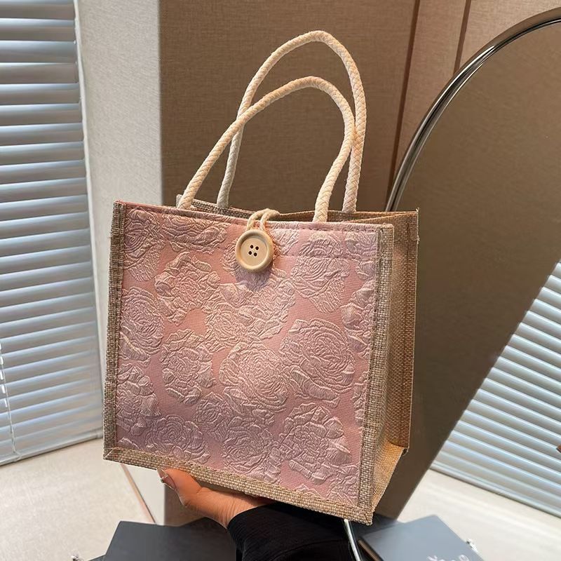 Handbag - Linen Bag - Hand-Held Lunch Box Bag - Lunch Bag For Women's Online Influencers - Daily Work Bag - Top Quality Across The Internet