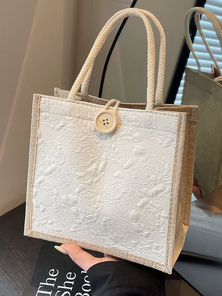 Handbag - Linen Bag - Hand-Held Lunch Box Bag - Lunch Bag For Women's Online Influencers - Daily Work Bag - Top Quality Across The Internet