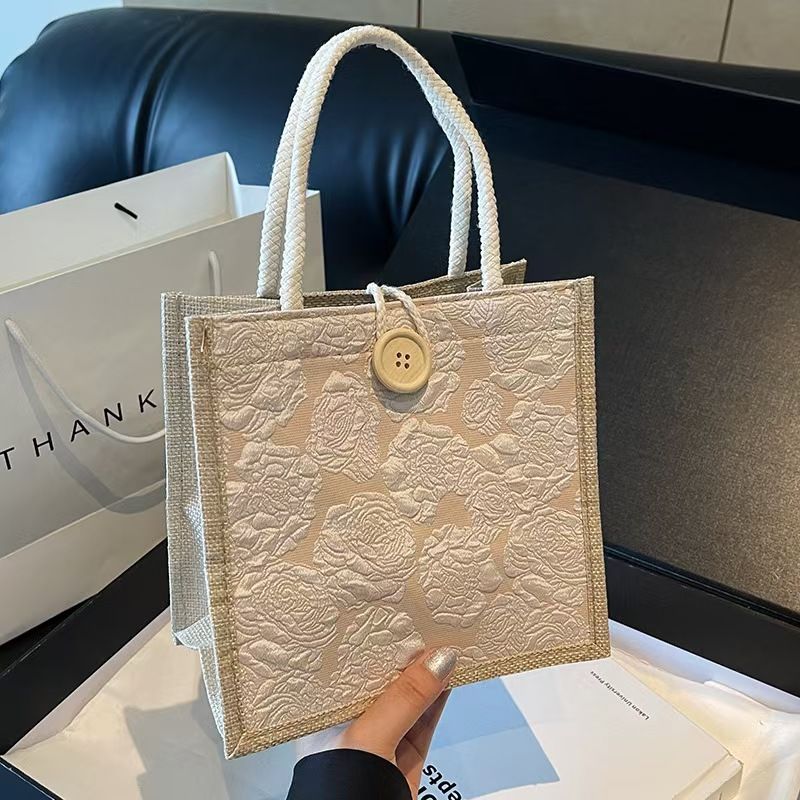 Handbag - Linen Bag - Hand-Held Lunch Box Bag - Lunch Bag For Women's Online Influencers - Daily Work Bag - Top Quality Across The Internet