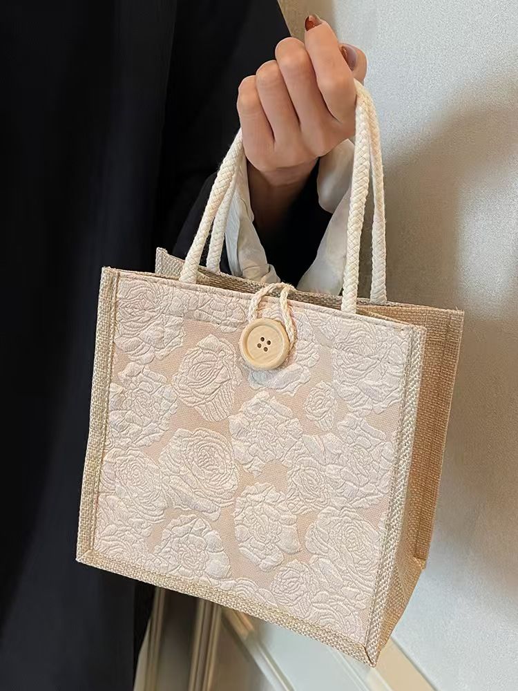 Handbag - Linen Bag - Hand-Held Lunch Box Bag - Lunch Bag For Women's Online Influencers - Daily Work Bag - Top Quality Across The Internet