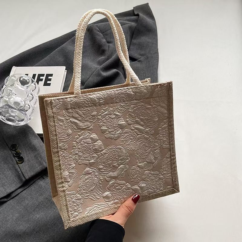 Handbag - Linen Bag - Hand-Held Lunch Box Bag - Lunch Bag For Women's Online Influencers - Daily Work Bag - Top Quality Across The Internet
