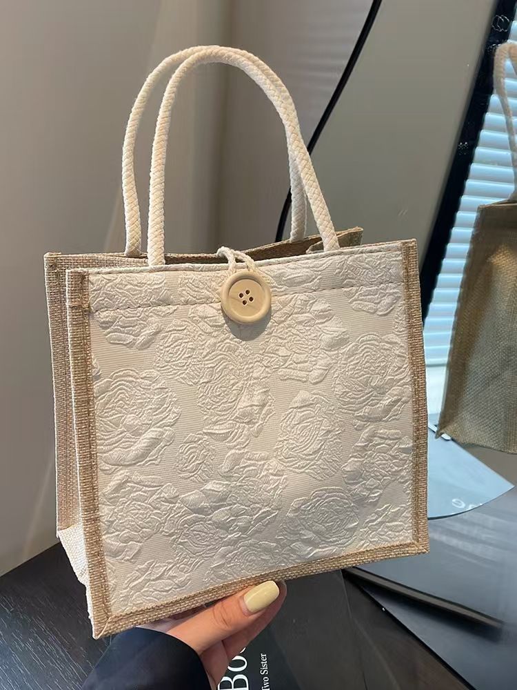 Handbag - Linen Bag - Hand-Held Lunch Box Bag - Lunch Bag For Women's Online Influencers - Daily Work Bag - Top Quality Across The Internet