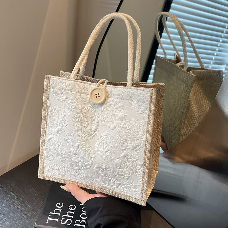 Handbag - Linen Bag - Hand-Held Lunch Box Bag - Lunch Bag For Women's Online Influencers - Daily Work Bag - Top Quality Across The Internet