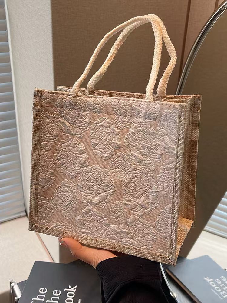 Handbag - Linen Bag - Hand-Held Lunch Box Bag - Lunch Bag For Women's Online Influencers - Daily Work Bag - Top Quality Across The Internet