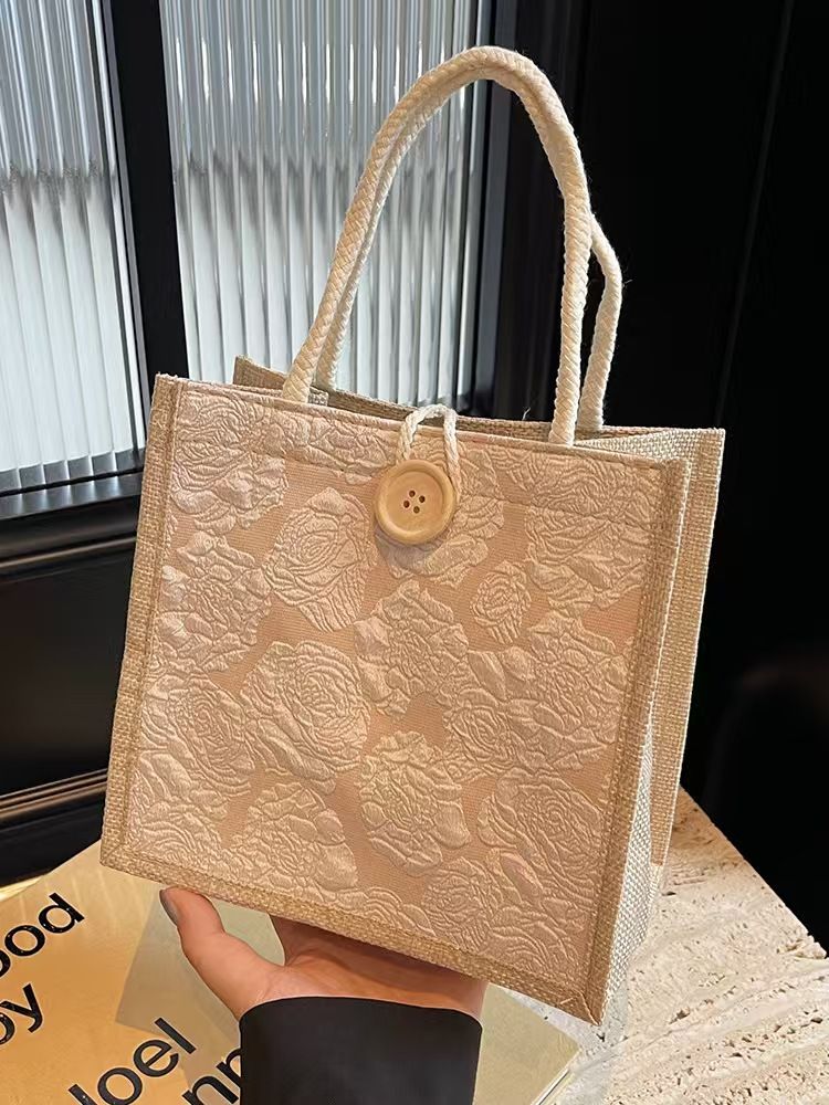 Handbag - Linen Bag - Hand-Held Lunch Box Bag - Lunch Bag For Women's Online Influencers - Daily Work Bag - Top Quality Across The Internet